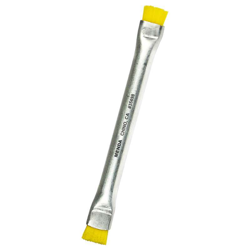 Dissipative Double-Sided Nylon Brush with Aluminum Handle and Yellow Bristles, 5" Long